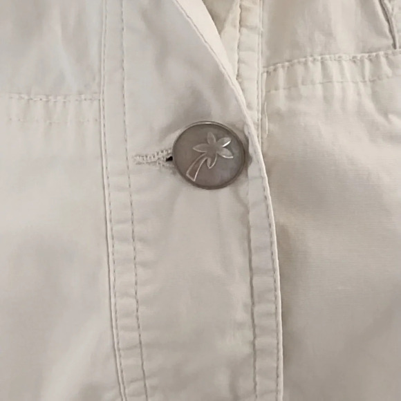 Kulu B Safari Shirt Shacket Fitted Cotton Stretch Palm Tree Buttons Small - Picture 3 of 13